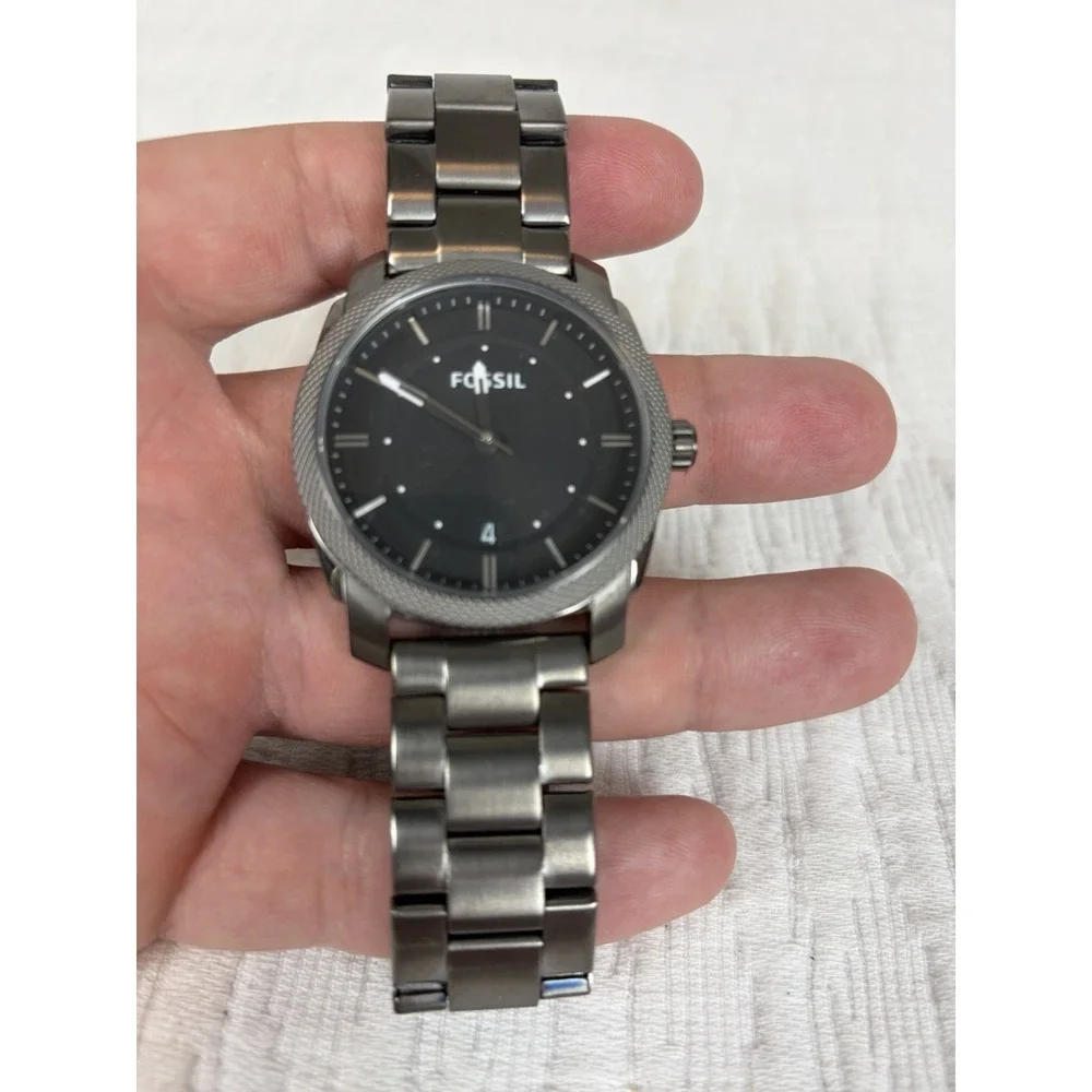 Fossil Watch Mens Smoke Grey Stainless Steel FS4774 Casual,2017, W/ Tin Gift Box